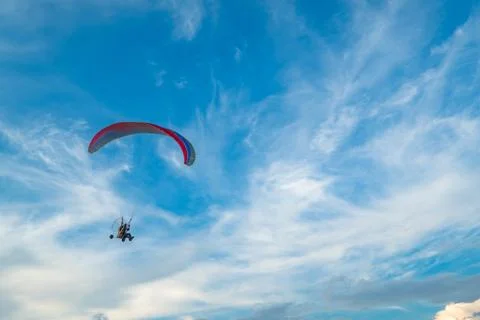 A flying paramotor Stock Photos