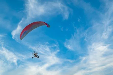 A flying paramotor Stock Photos