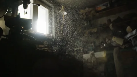 Flying particles in the air Stock Footage 92787165