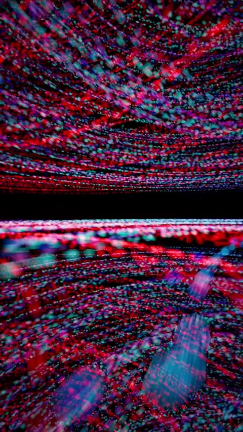 Flying particles of red and blue colors in black space. Vertical format Stock Footage 323767414