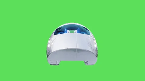 Flying passenger train. People and robots. Green screen isolate. Stock Footage 336025305