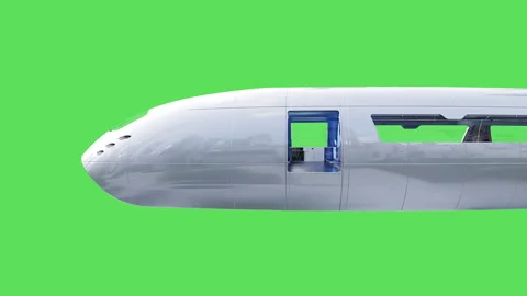 Flying passenger train. People and robots. Green screen isolate. Stock Footage 336025336