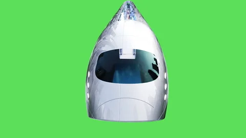 Flying passenger train. People and robots. Green screen isolate. Stock Footage 336025340