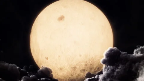 Flying Passing Night Cloud with The Moon. Stock Footage 218355310