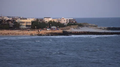 Flying past city of Beach Haven on Long Beach Island, New Jersey. Shot in Stock Footage 59220051