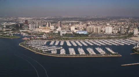 Flying past Long Beach, California. Shot in 2010. Stock Footage 59107994