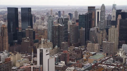 Flying past Midtown Manhattan skyscrapers. Shot in 2011. Stock Footage 59170338