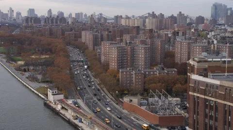 Flying past the Projects of New York's East Side. Shot in 2011. Stock Footage 59169599