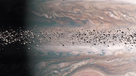 Flying Past the Rings of Jupiter Stock Footage 300970760