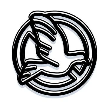 Flying peace dove inside circle outline Stock Illustration