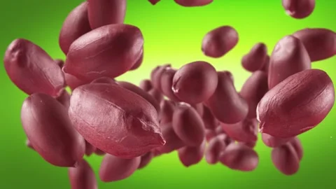 Flying of Peanuts in Green Background Stock Footage 146261819