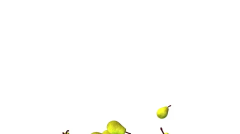 Flying pear on white background Stock Footage 58119608