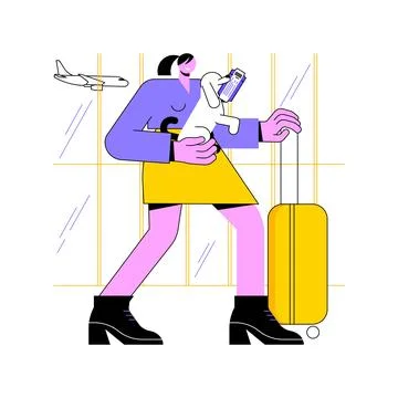 Flying with pets isolated cartoon vector illustrations. Stock Illustration