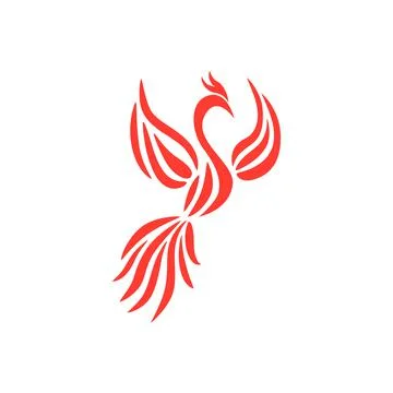 Flying Phoenix Fire Bird abstract Logo design vector template. Stock Illustration