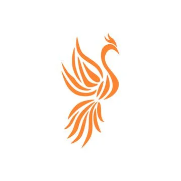 Flying Phoenix Fire Bird abstract Logo design vector template. Stock Illustration