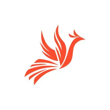 Flying Phoenix Fire Bird abstract Logo design vector template. Stock Illustration