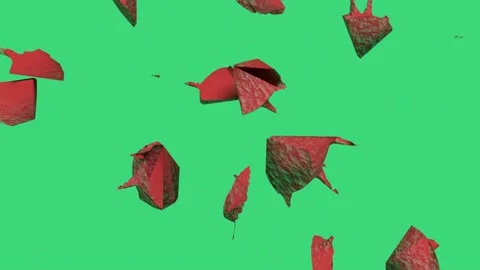 Flying to pieces 3D model of coronavirus on a green background. Stock Footage 153305591