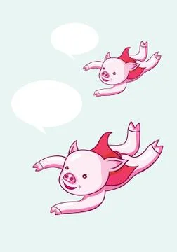 Flying pig cartoon Illustrazione stock