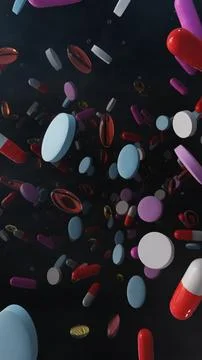 Flying Pills In Night Light Stock Illustration