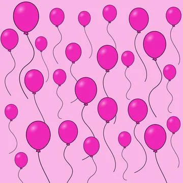 Flying pink balloons pattern for wedding, birthday, anniversary. Party Stock Illustration
