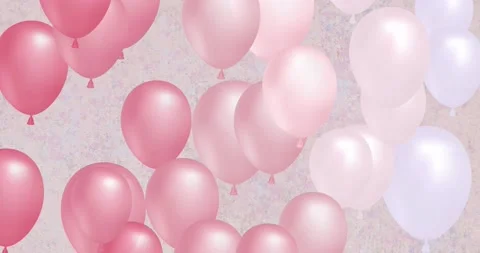 Flying pink balloons. Romantic background for valentine's day. loop video Stock Footage 155085691