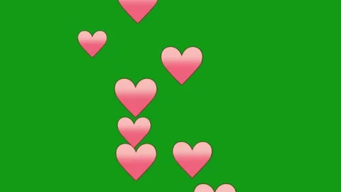 Flying pink hearts motion graphics with green screen background Stock Footage 132412577