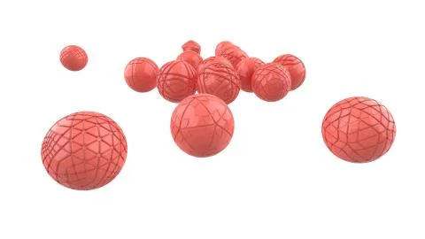 Flying pink hi-tech pink trendy color spheres. Abstract background with 3d Stock Illustration