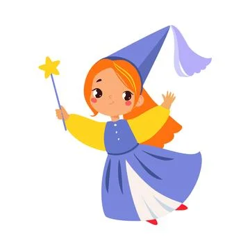 Flying Pixie Godmother with Magic Wand as Fairy Tale Character Vector Stock Illustration