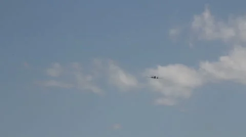 Flying plane approaching the observer Stock Footage 7129871