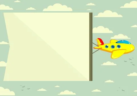 Flying plane with banner Stock Illustration