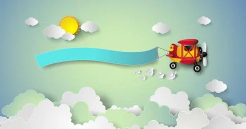 Flying  plane with the banner. Stock Illustration