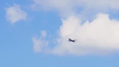 Flying plane in blue sky. Stock Footage 78175471