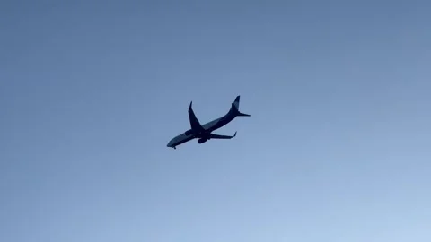 Flying plane in blue sky Stock Footage 337175496