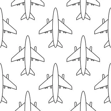 Flying plane doodle pattern Travel car vector Stock Illustration