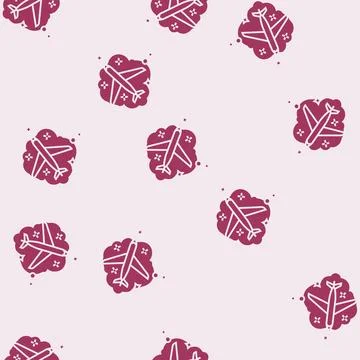 Flying plane dream glyph seamless pattern Stock Illustration