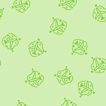 Flying plane dream line seamless pattern Stock Illustration