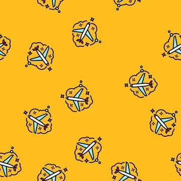 Flying plane dream vector seamless pattern イラスト素材