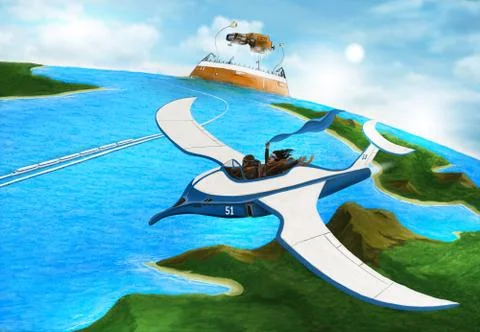 Flying on a plane Stock Illustration