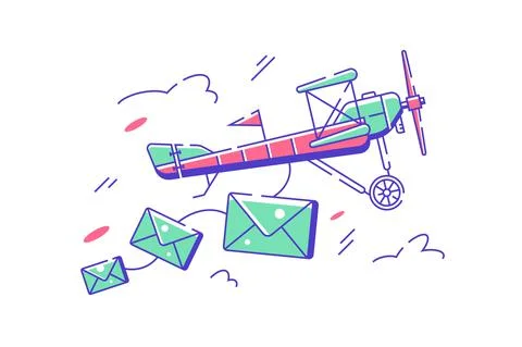 Flying plane with letters Stock Illustration