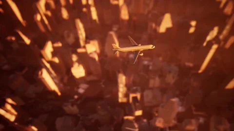 Flying plane over skyscrapers Stock Footage 238517598