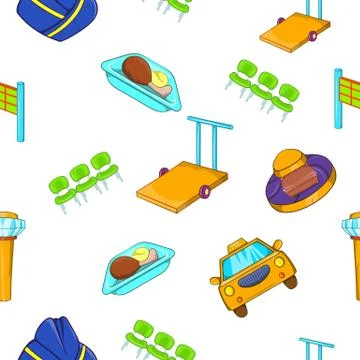 Flying on plane pattern, cartoon style Illustrazione stock