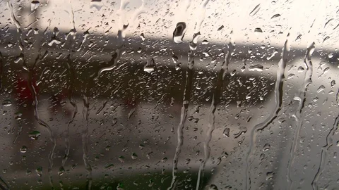 Flying a plane in the rain. Raindrops on airplane window. Stock Footage 117534285