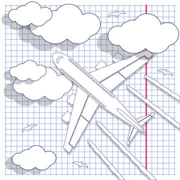 Flying the plane on the sheet in a cage. Stock Illustration