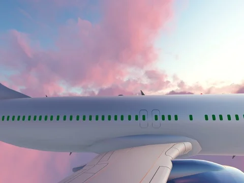 FLYING PLANE SIDE VIEW WITH GREEN SCREEN WINDOWS Stock Footage 72431887