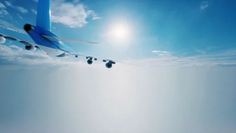 Flying plane in the sky Stock Footage 196146677