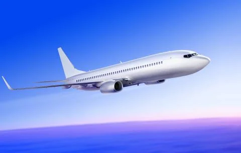 Flying-up plane in the sky Stock Photos