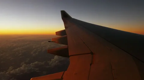 Flying a plane at sunset Stock Footage 48039595