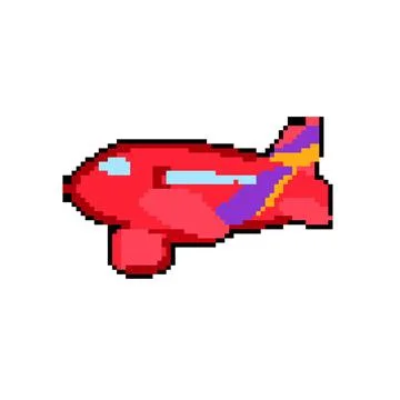 Flying plane toy pixel art vector illustration Stock Illustration