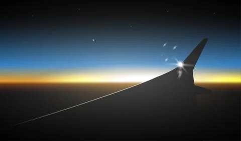 Flying plane wing Stock Illustration