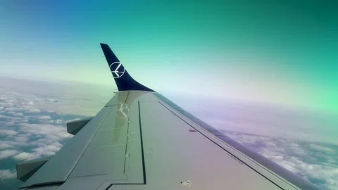 Flying plane wing perspective 4K Stock Footage 268742802